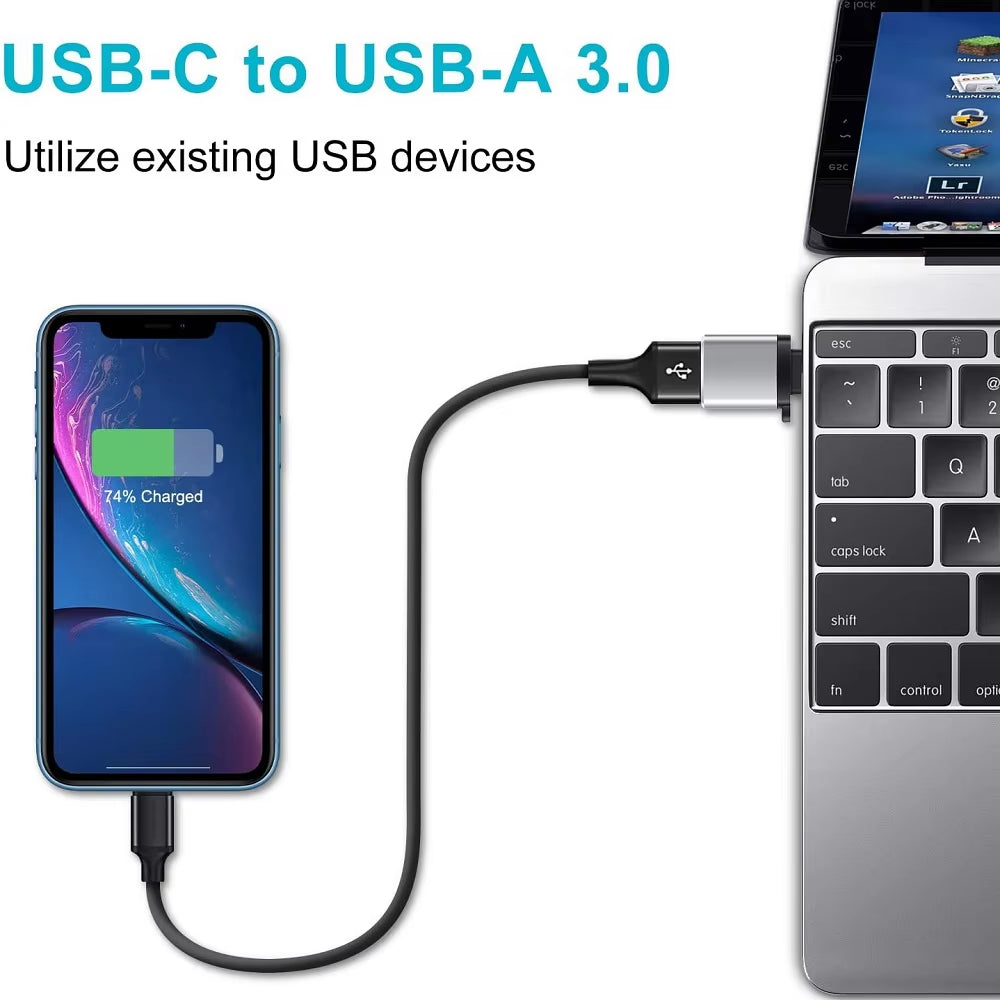 2PCS USB 3.0 to Type C OTG Charger Adapter Connector Type-C to USB Male to Type-C Adapt Converter for PC Macbook Car USB Ipad