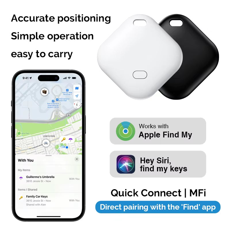 Smart Bluetooth GPS Tracker Work with Apple Find My APP Itag anti Lost Reminder Device MFI Rated Locator Car Key Pet Kids Finder