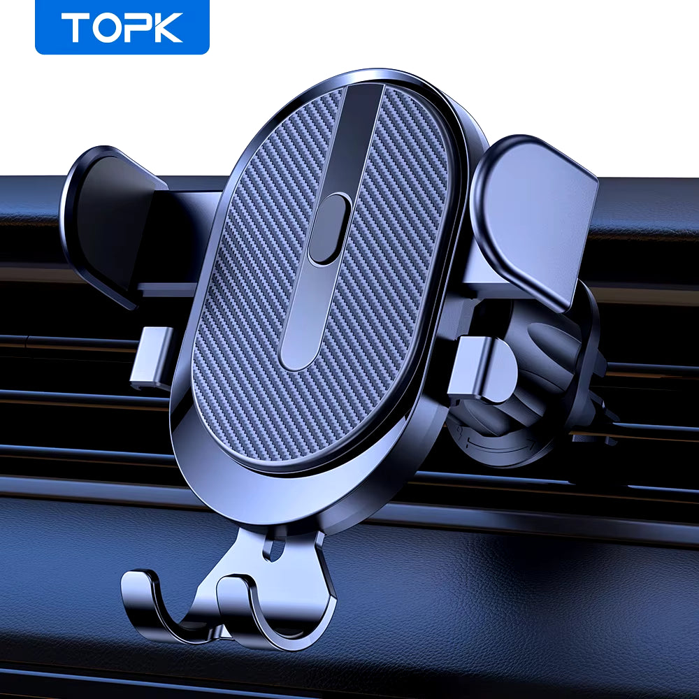 TOPK Car Phone Holder Mount 2023 Upgrade Auto Locking  Phone Holder with Hook Clip for Car Air Vent for Iphone Samsung