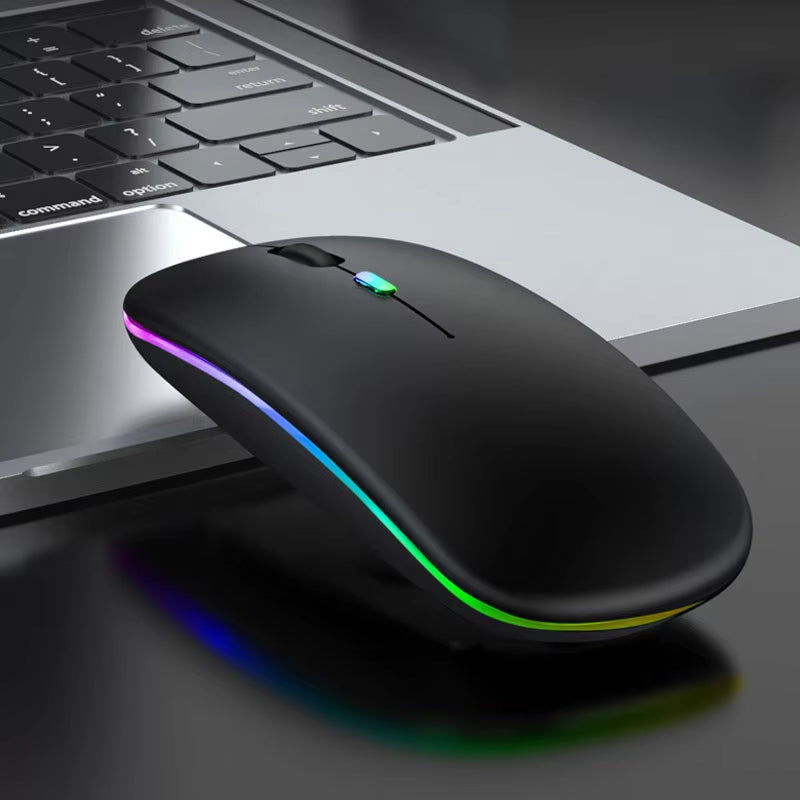 Bluetoooth 5.0 Wireless Mouse with USB Rechargeable RGB Light for Laptop Computer PC Macbook Gaming Mouse 2.4Ghz 1600DPI