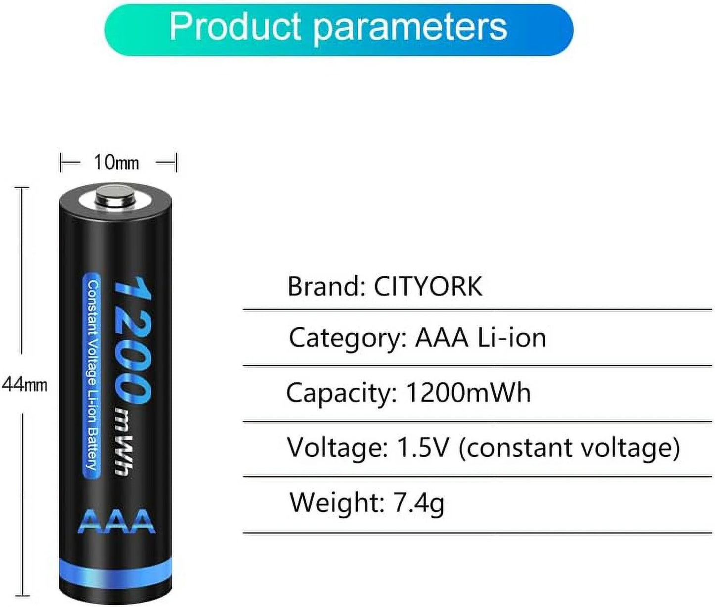 8 Pack 1.5V Rechargeable AAA Lithium Batteries, Constant Output Triple-A Li-Ion Batteries, Fast Charging,1200Mwh