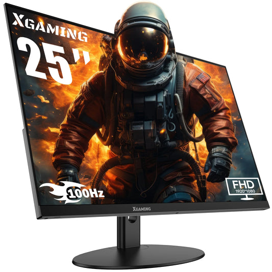 25" Ultra Thin 100Hz Gaming Monitor,  3-Side Borderless FHD (1920X1080P) Computer Monitor, Screen PC Computer for Office, 1Ms MPRT, Freesync,Built-In 2*Speakers, HDMI