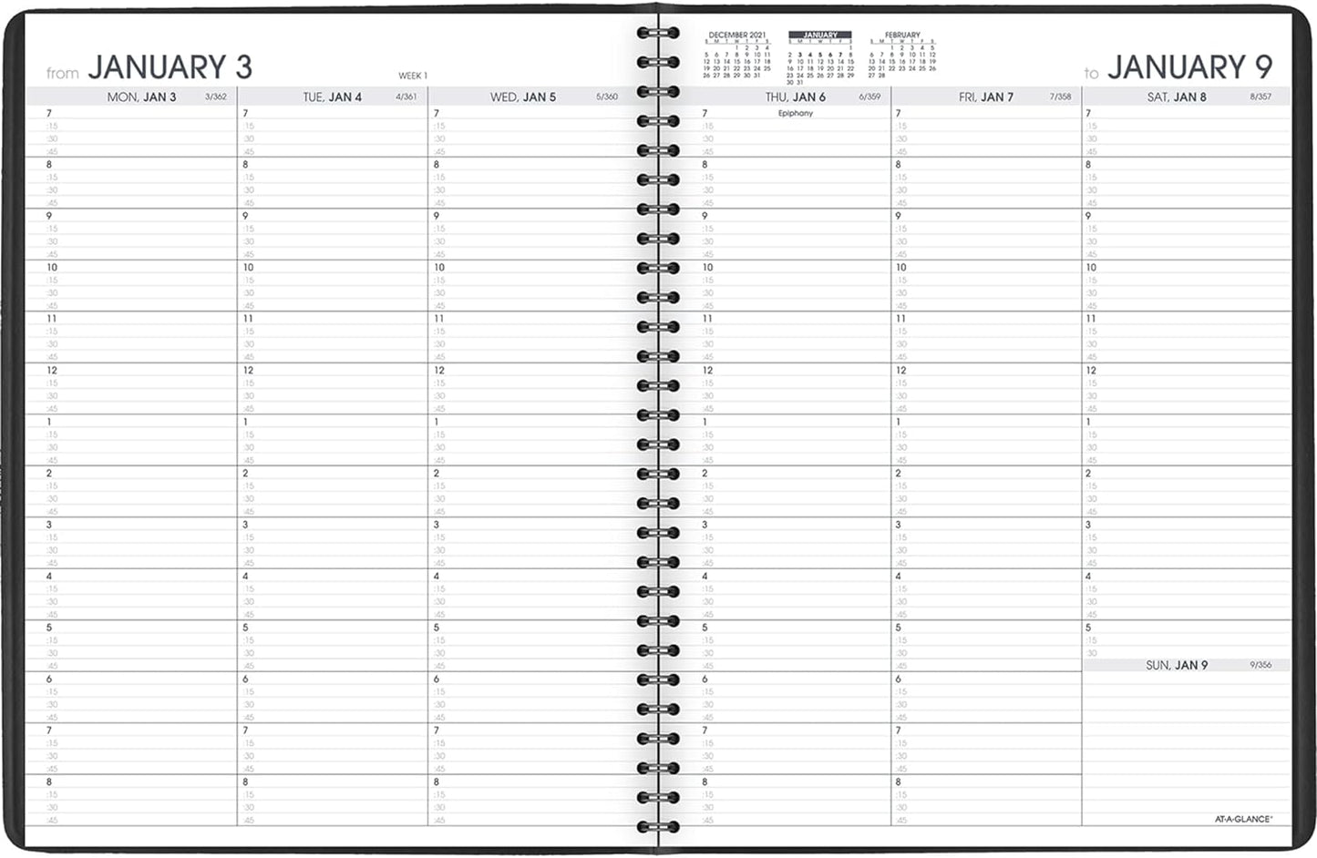 2022 Weekly Appointment Book & Planner by , 8-1/4" X 11", Large, Black (7095005)