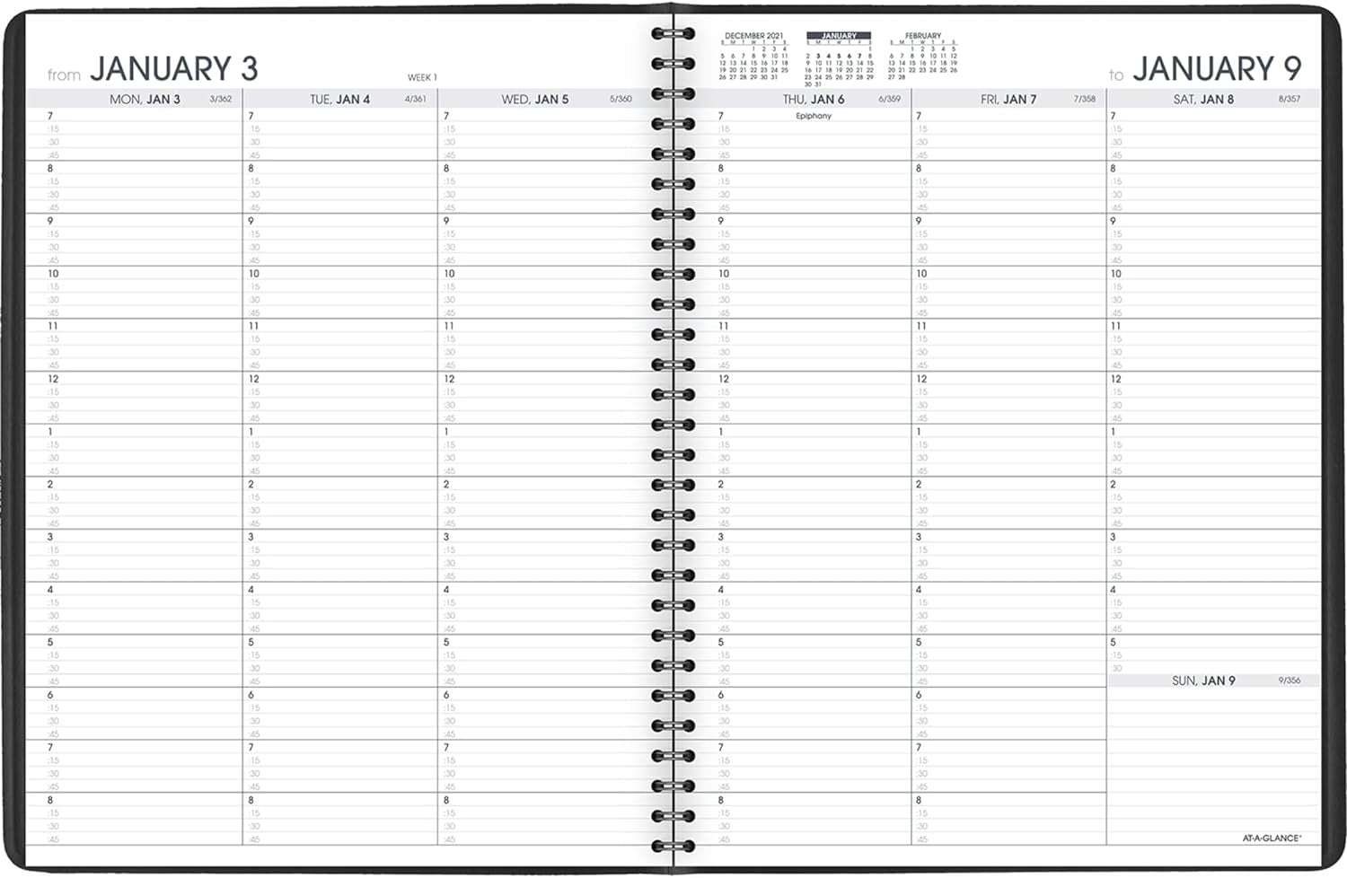 2022 Weekly Appointment Book & Planner by , 8-1/4" X 11", Large, Black (7095005)