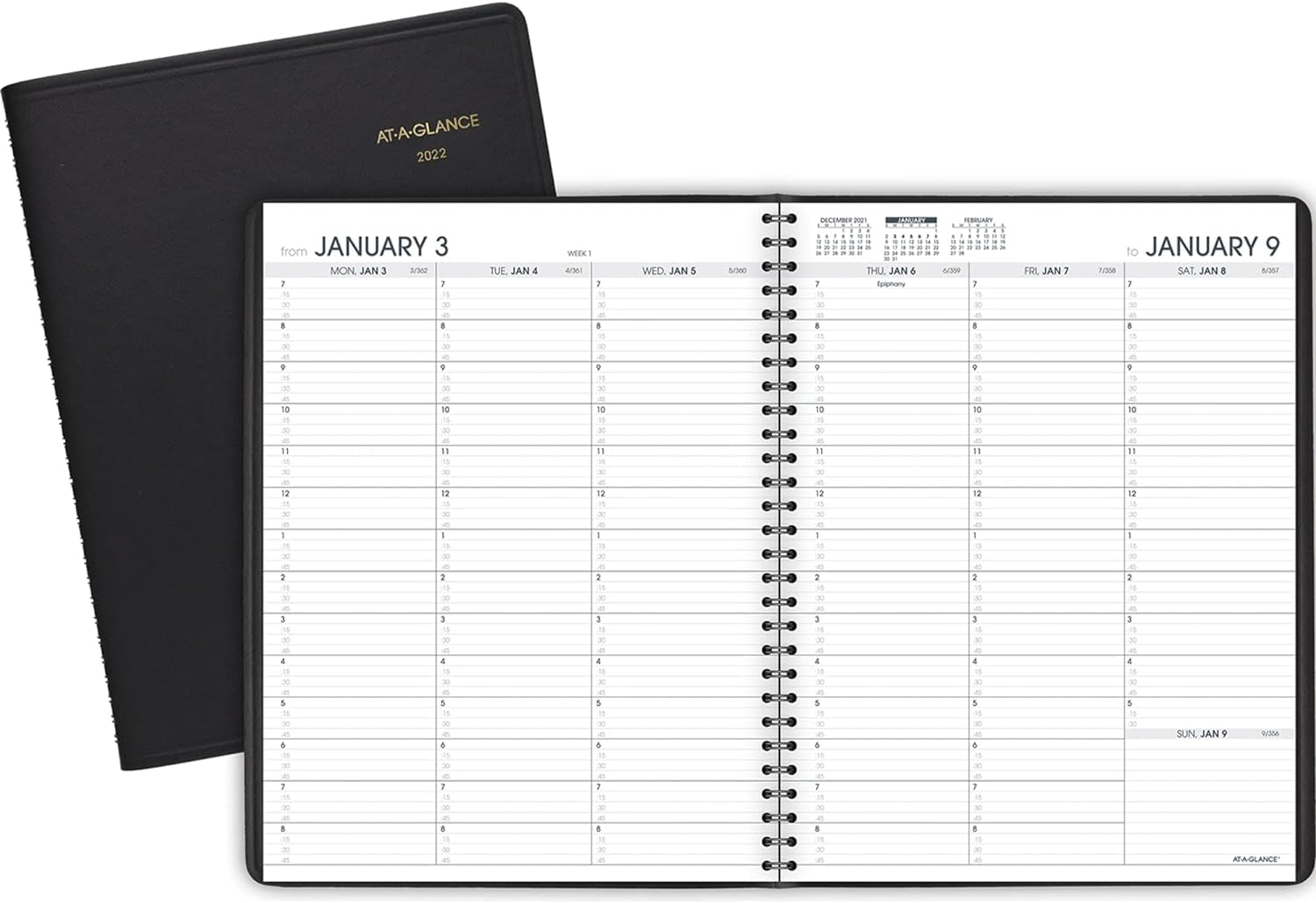 2022 Weekly Appointment Book & Planner by , 8-1/4" X 11", Large, Black (7095005)