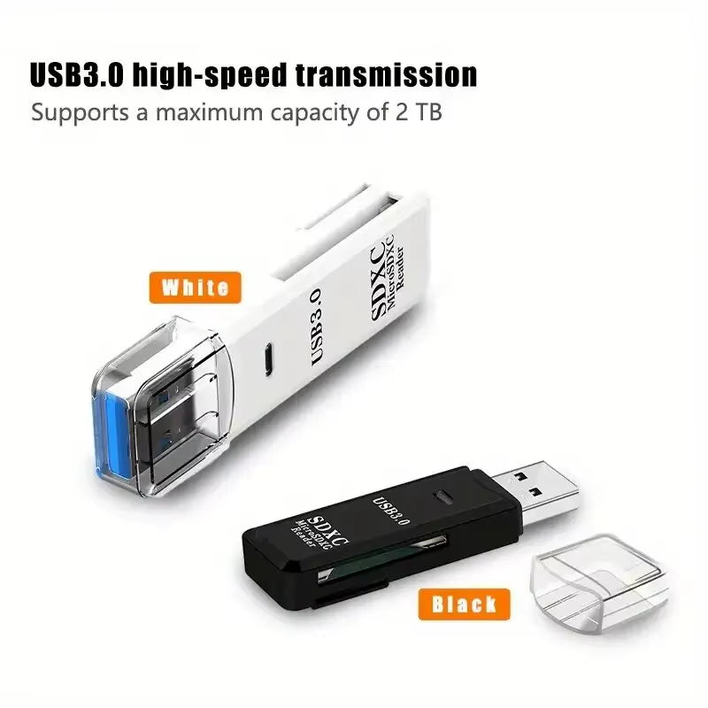 Robust 2-In-1 USB 3.0 2.0 Micro SD Card Reader High Speed Data Transmission up to 5Gbps Compatibility Multiple for PC Camera