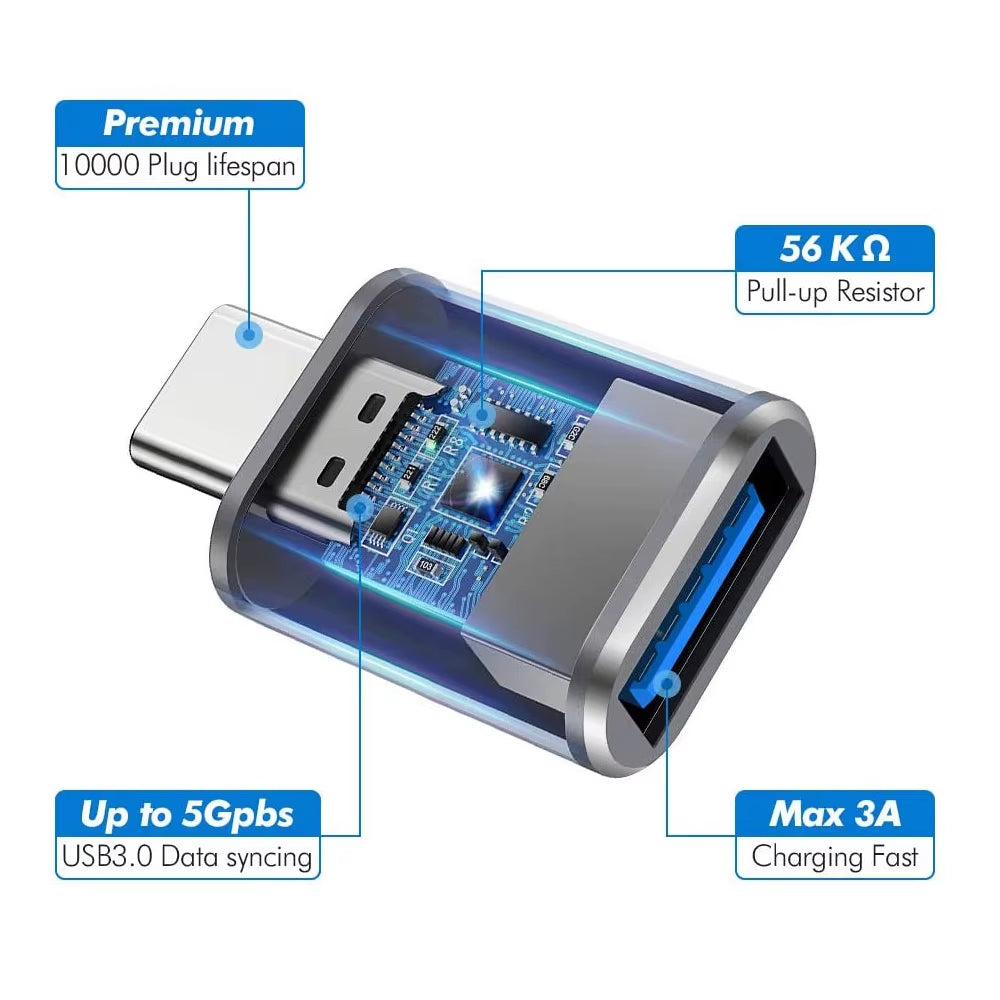 2PCS USB 3.0 to Type C OTG Charger Adapter Connector Type-C to USB Male to Type-C Adapt Converter for PC Macbook Car USB Ipad