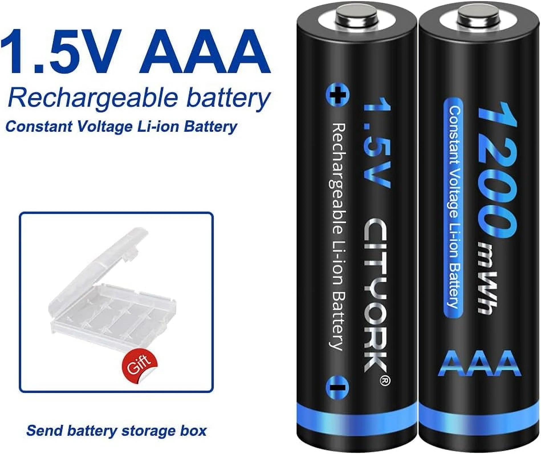 8 Pack 1.5V Rechargeable AAA Lithium Batteries, Constant Output Triple-A Li-Ion Batteries, Fast Charging,1200Mwh