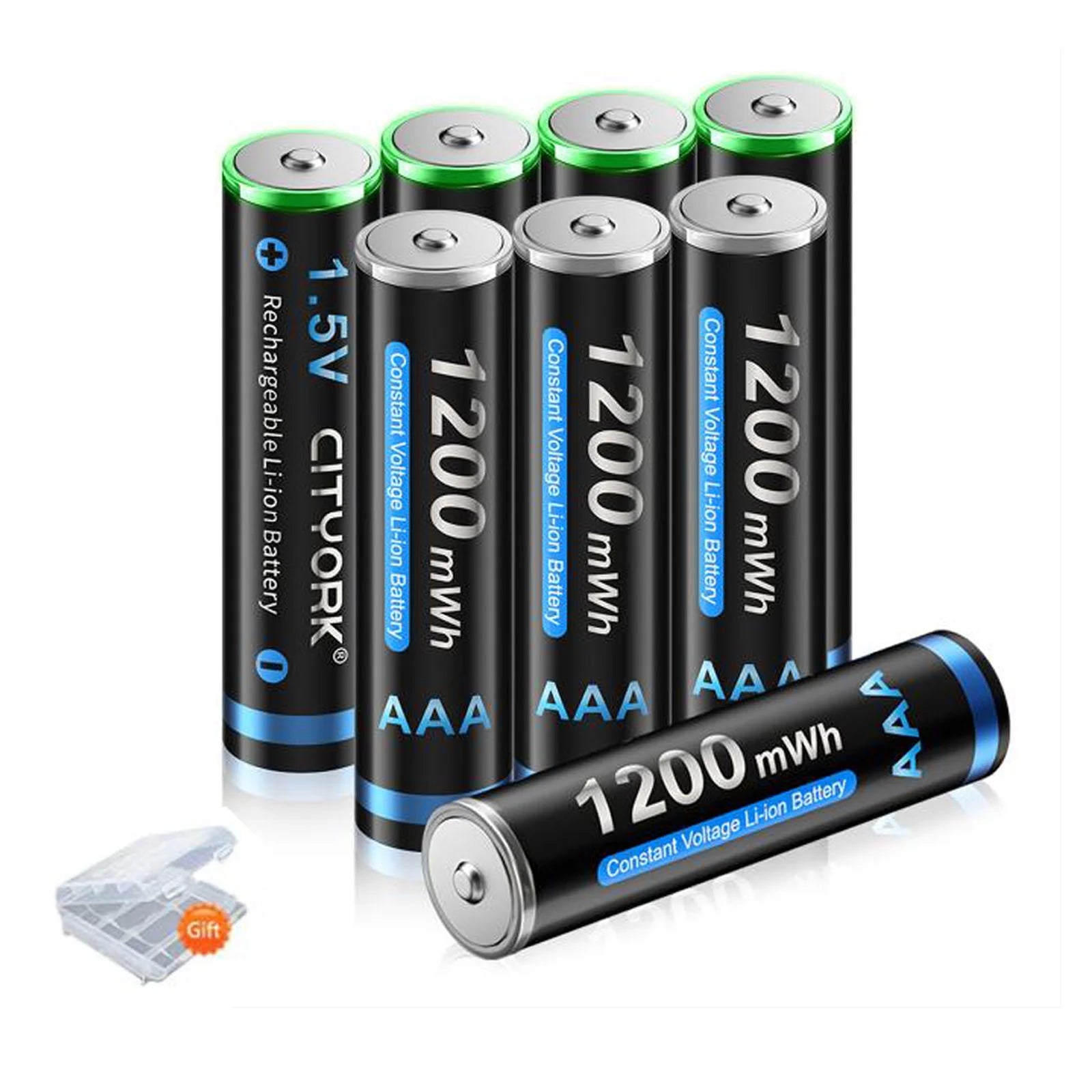 8 Pack 1.5V Rechargeable AAA Lithium Batteries, Constant Output Triple-A Li-Ion Batteries, Fast Charging,1200Mwh